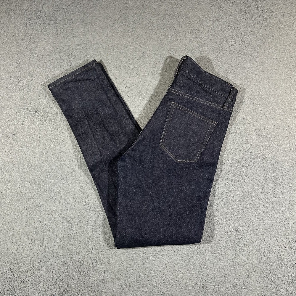 Uniqlo Jeans Mens 29x32 Dark Wash Blue Slim Straight Selvedge Stretch Denim#3877